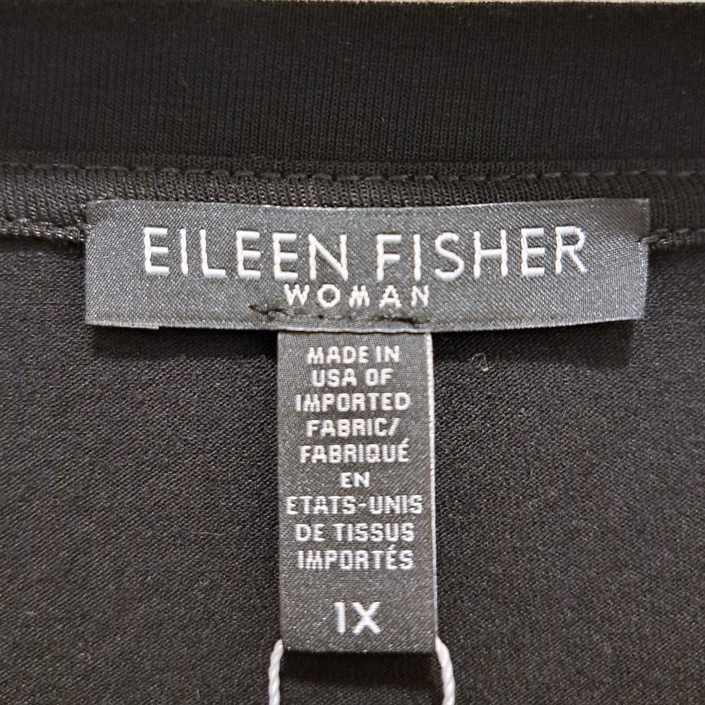 Eileen Fisher Black Jersey Jewel Neck Flare Sleeve Top Size 1X - Picture 7 of 12